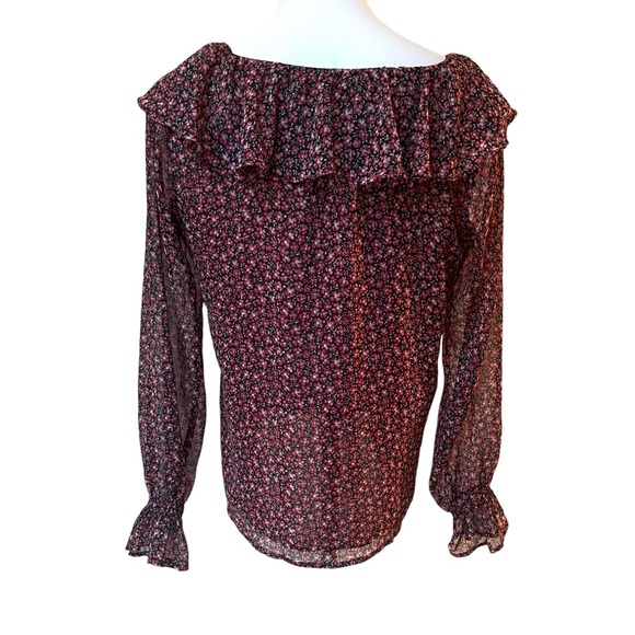 Loft Floral Ruffle Blouse, Dark Permisson, Sz S - Picture 8 of 15